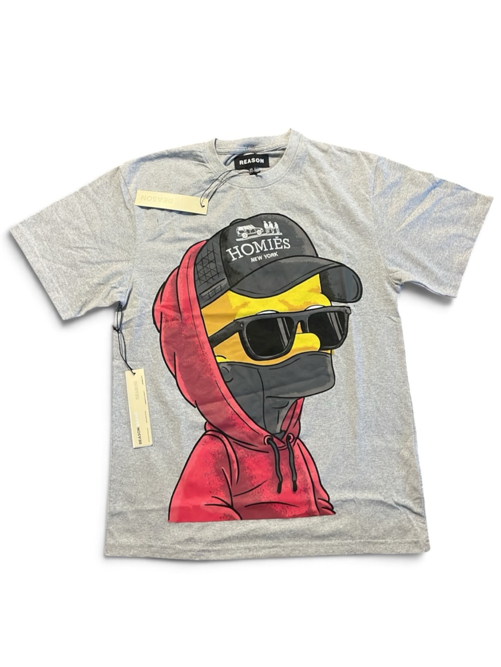 Reason Men’s Gray Graphic Tee with Red Hoodie Character XL Fits Large